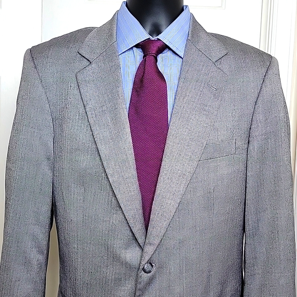 Alan Flusser Silk Blend Gray Blazer Size 40 R